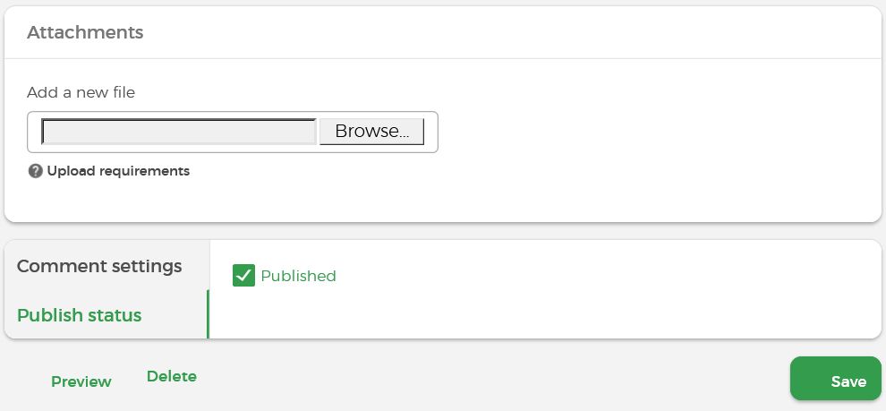Preview/Delete/Publish topic